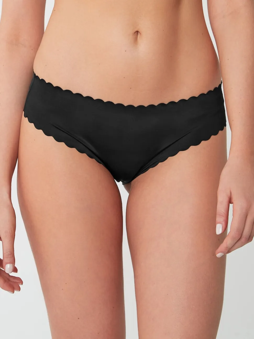 Black Brazilian No VPL Scallop Edge Knickers
