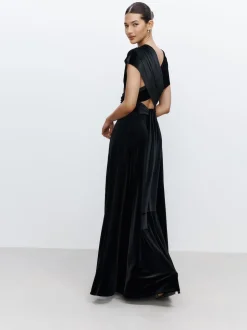 Black Bridesmaid Velvet Multiway Maxi Dress