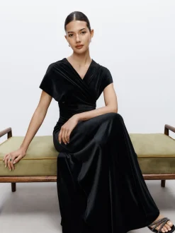 Black Bridesmaid Velvet Multiway Maxi Dress