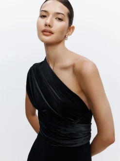 Black Bridesmaid Velvet Multiway Maxi Dress
