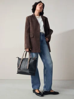 Black Buckle Hand Held Bag