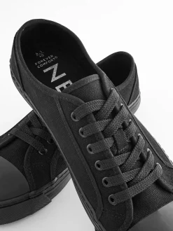 Black Canvas Baseball Trainers