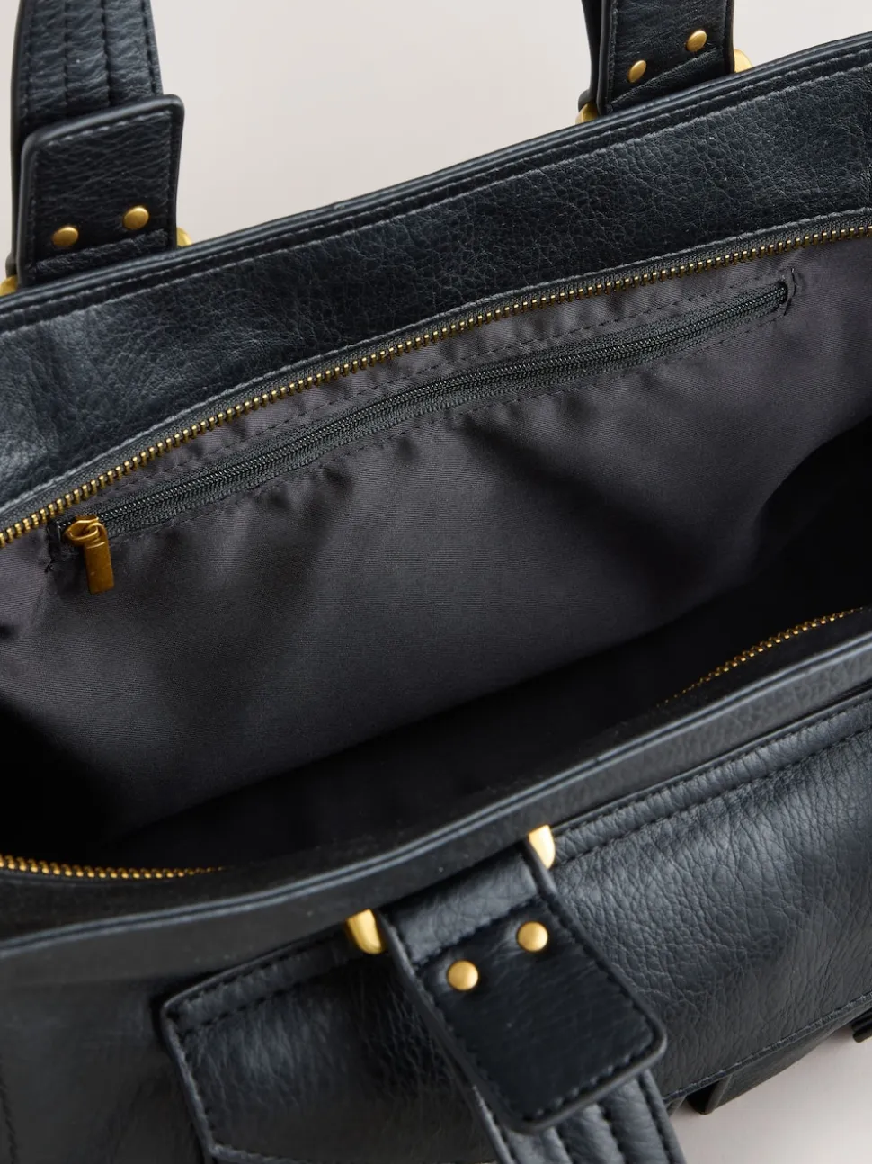 Black Charm Buckle Hand Held Bag