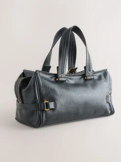 Black Charm Buckle Hand Held Bag