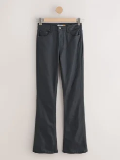 Black Coated Bootcut Jeans
