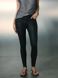 Black Coated Denim Skinny Jeans