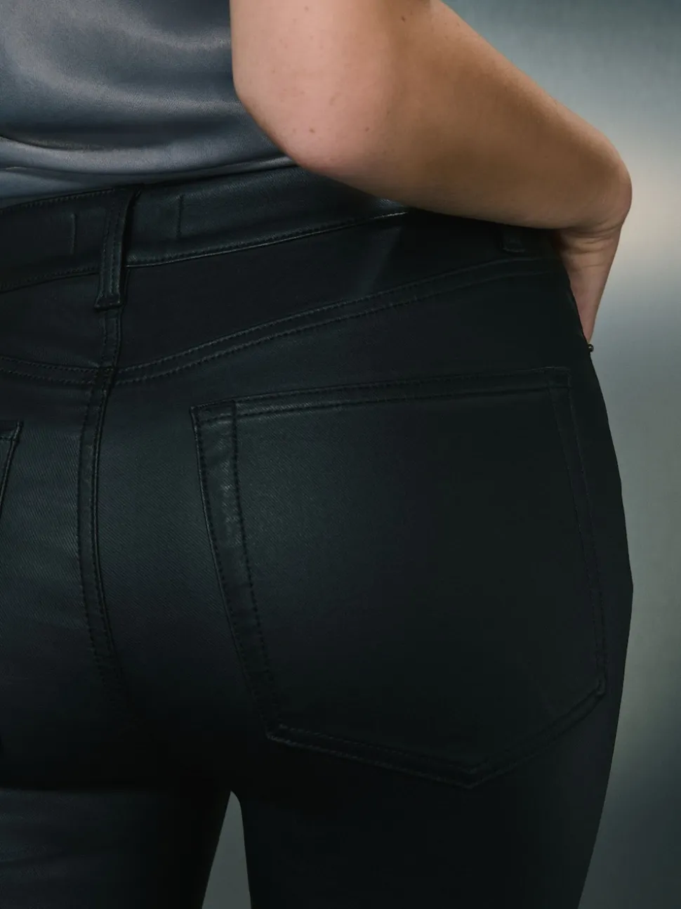 Black Coated Denim Skinny Jeans