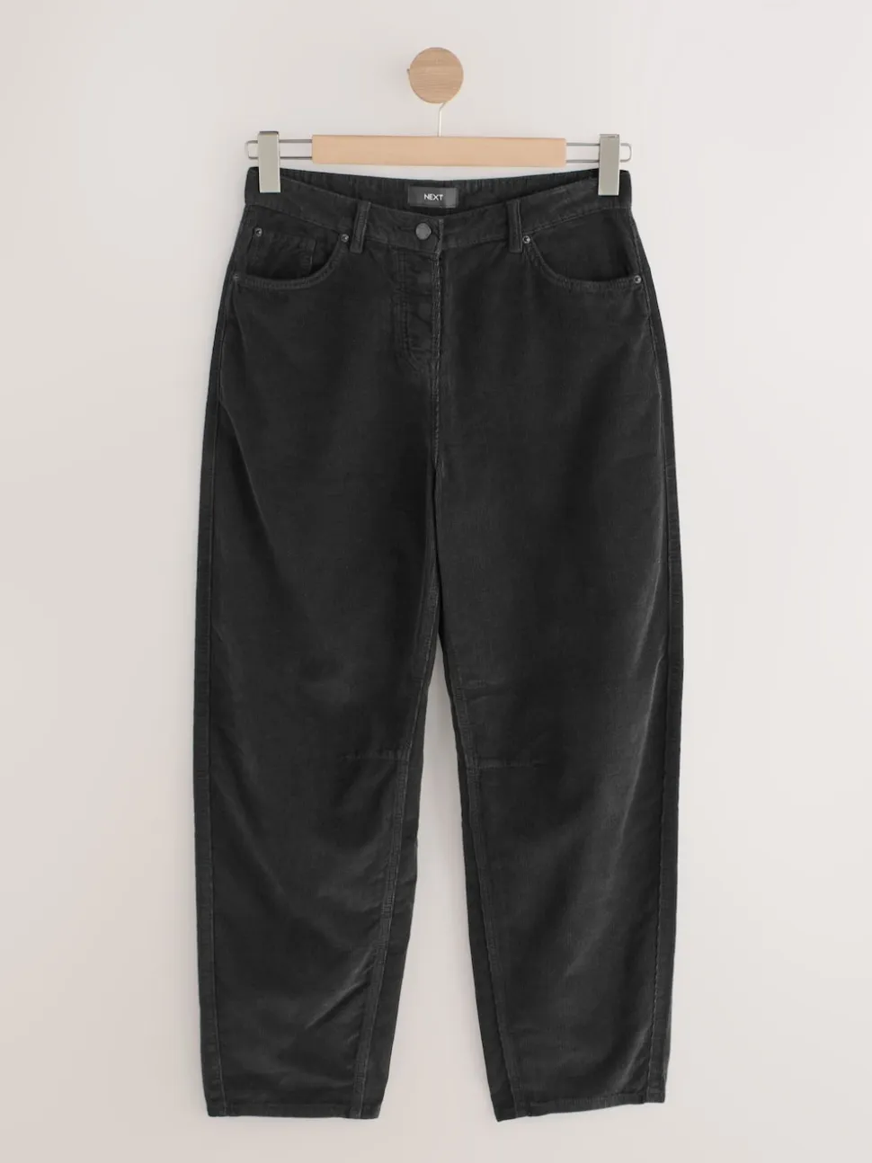 Black Cord Barrel Leg Trousers