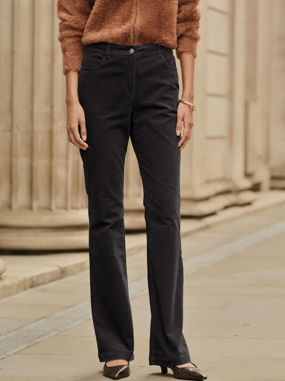 Black Cord Bootcut Trousers