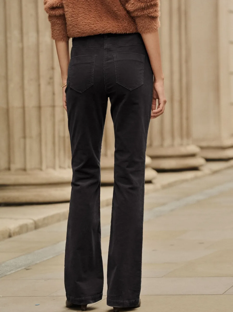 Black Cord Bootcut Trousers