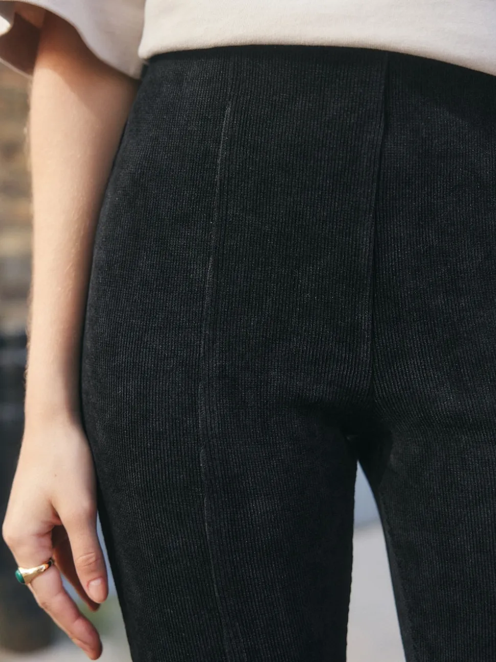 Black Cord Leggings