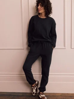 Black Cosy Waffle Long Sleeve Pyjamas