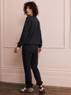 Black Cosy Waffle Long Sleeve Pyjamas