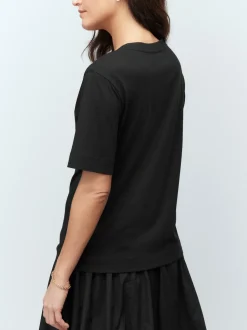 Black Cotton Modal Slouch V-Neck T-Shirt