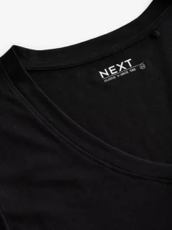 Black Cotton Modal Slouch V-Neck T-Shirt