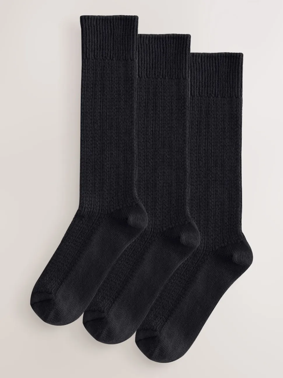 Black Cotton Slub Slouchy Ankle Socks 3 Pack