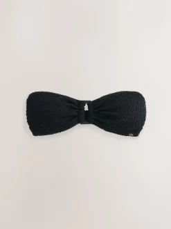 Black Crinkle Trim Bandeau Bikini Top