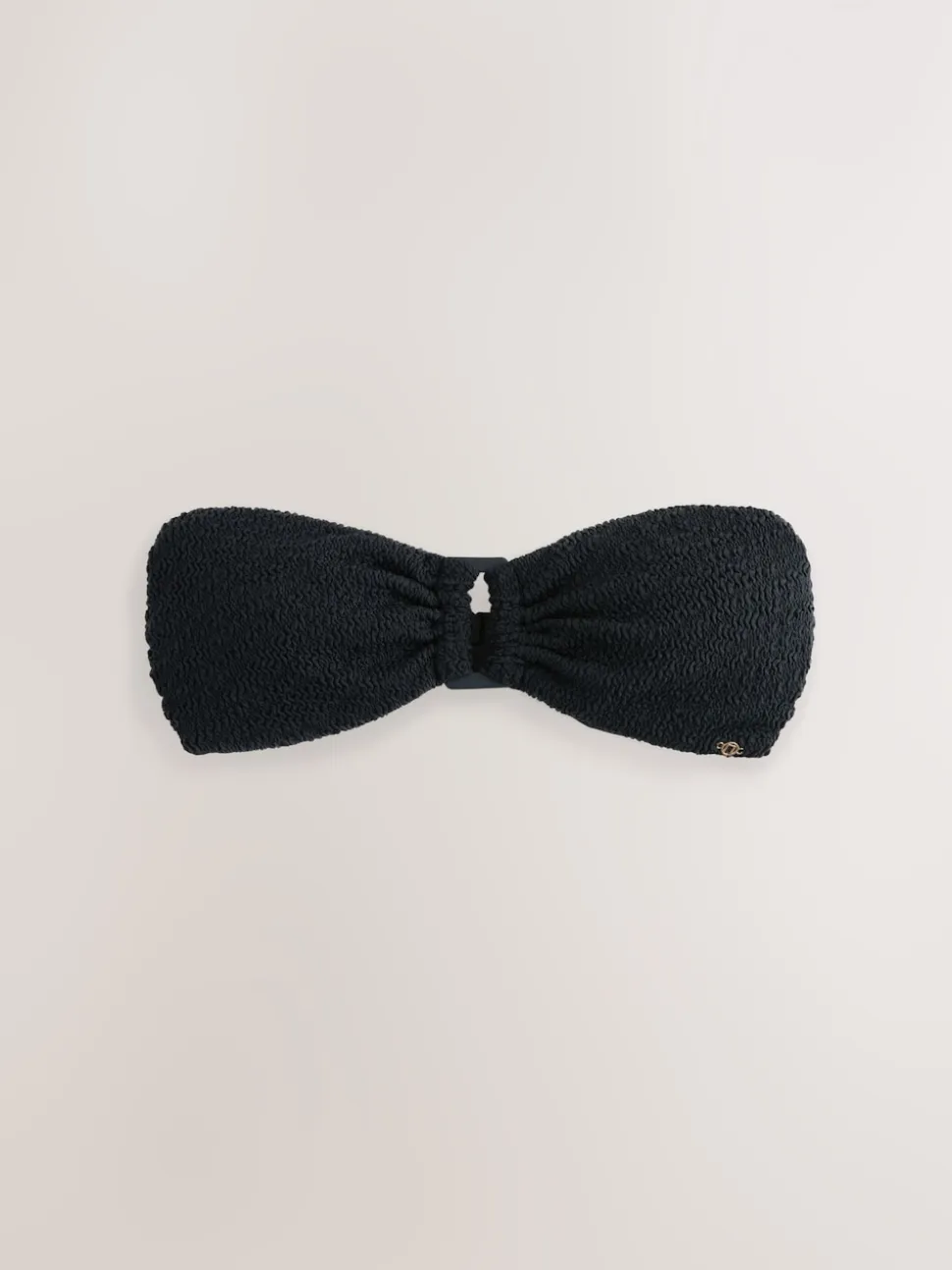 Black Crinkle Trim Bandeau Bikini Top
