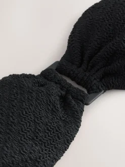 Black Crinkle Trim Bandeau Bikini Top