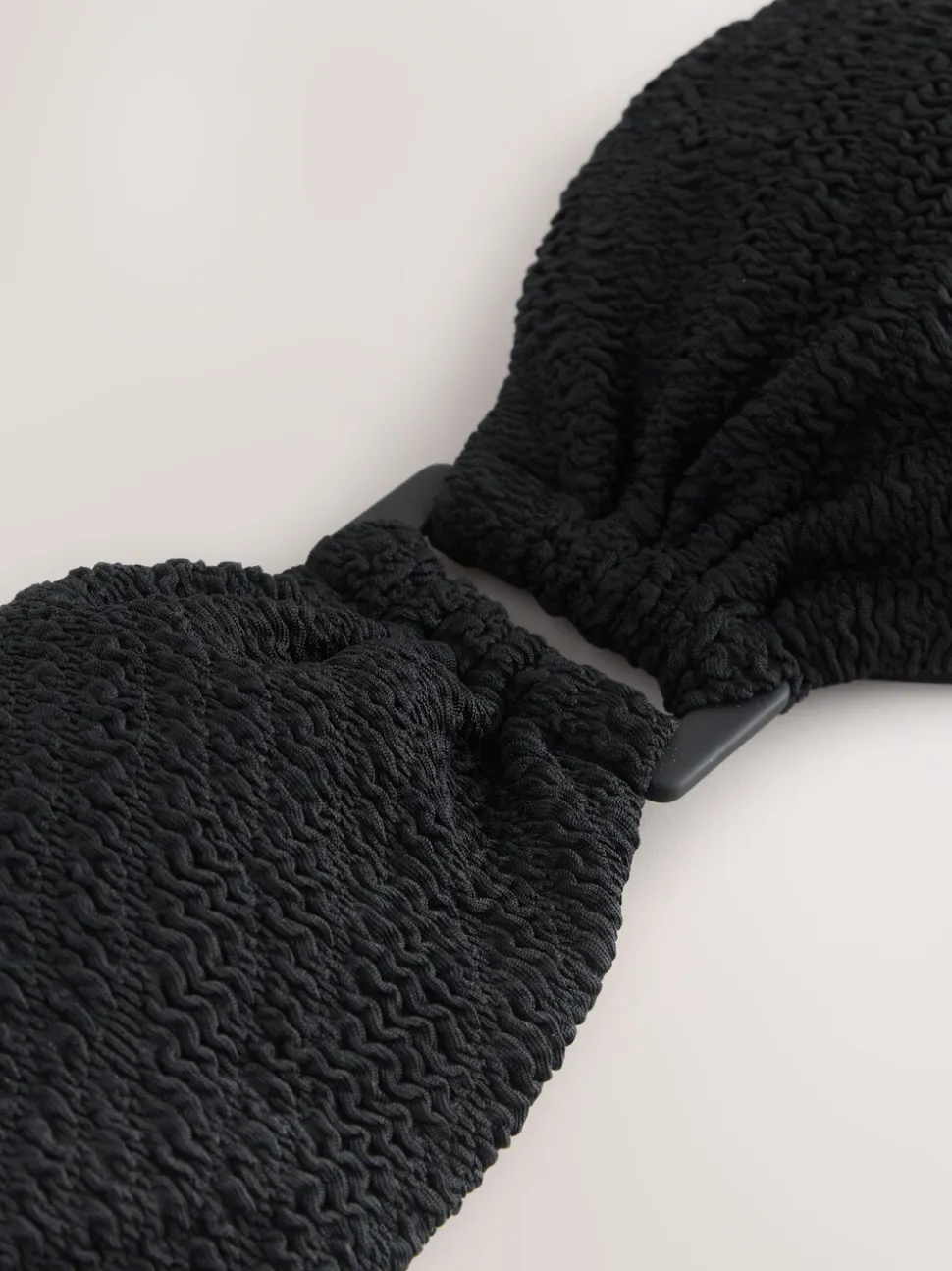 Black Crinkle Trim Bandeau Bikini Top