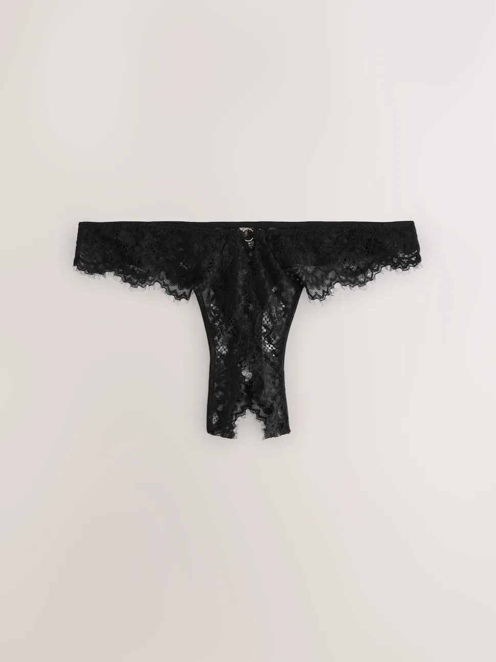 Black Crotchless Thong Lace Knickers