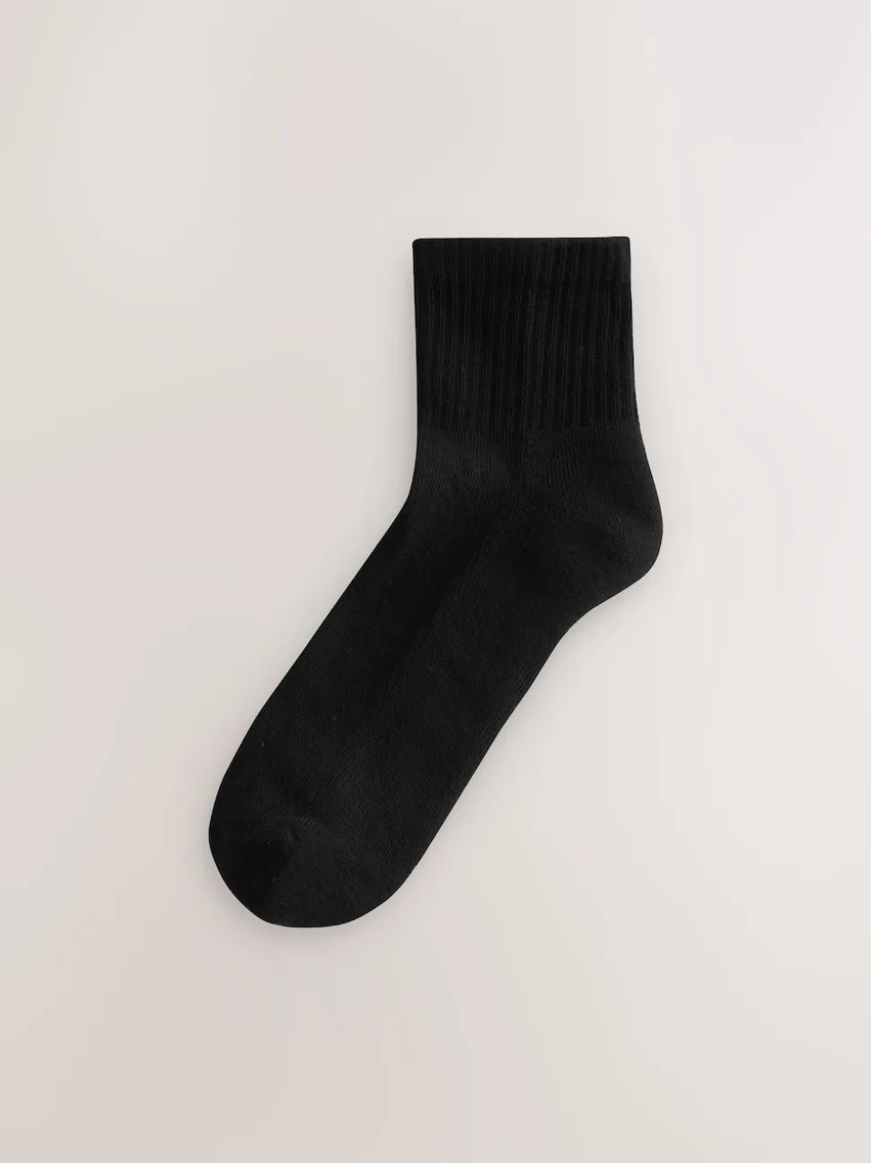 Black Cushion Sole Ribbed Sport Cropped Ankle Socks 3 Pack With Arch Support