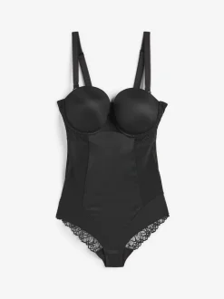 Black DD+ Firm Tummy Control Lightly Padded Lace Body