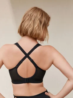 Black DD+ Non Pad Full Cup Dry Tech High Impact Sports Bra