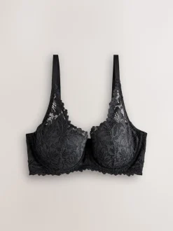Black DD+ Pad Balcony Lace Ultimate Comfort Bra
