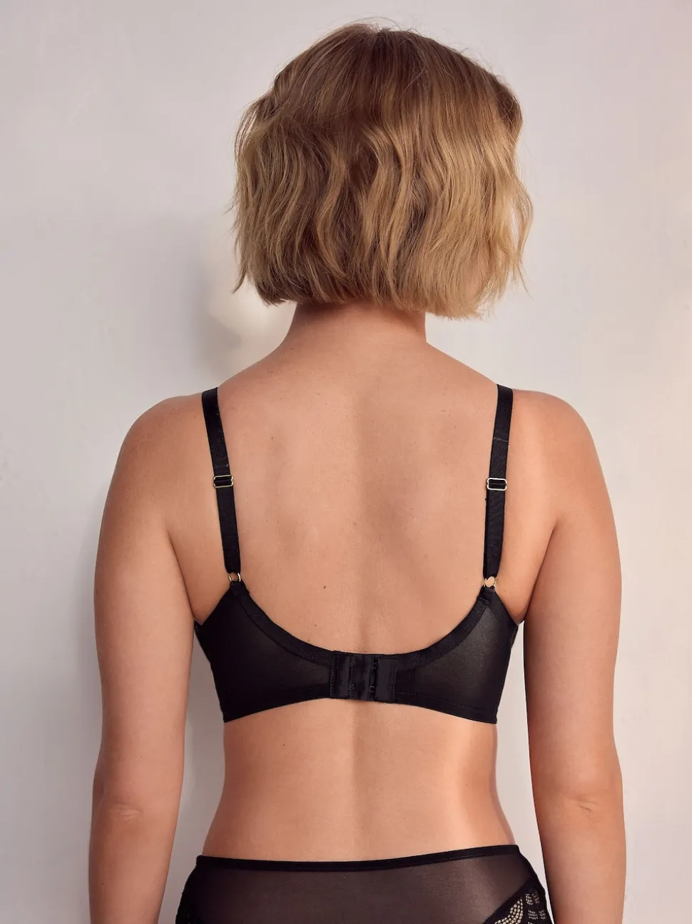Black DD+ Pad Balcony Lace Bra
