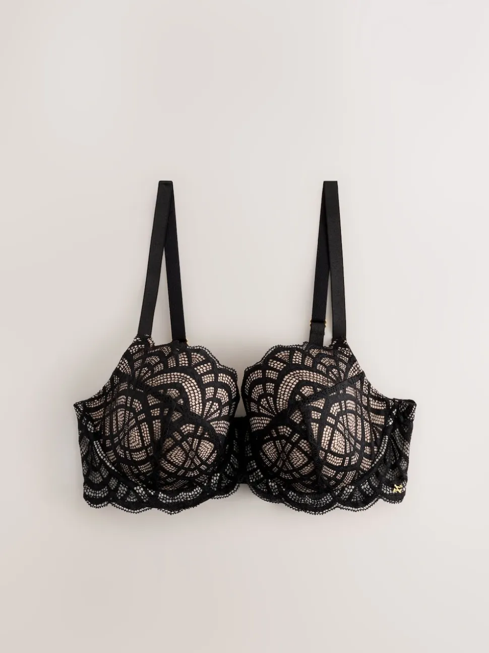 Black DD+ Pad Balcony Lace Bra