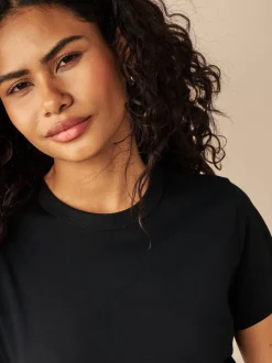 Black Essential Pure Cotton Short Sleeve Crew Neck T-Shirt