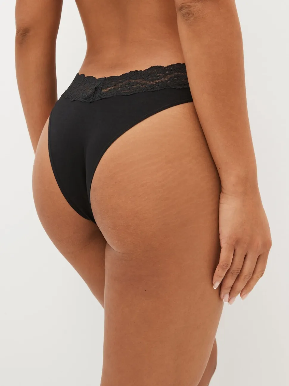 Black Extra High Leg Cotton Lace Knickers 4 Pack