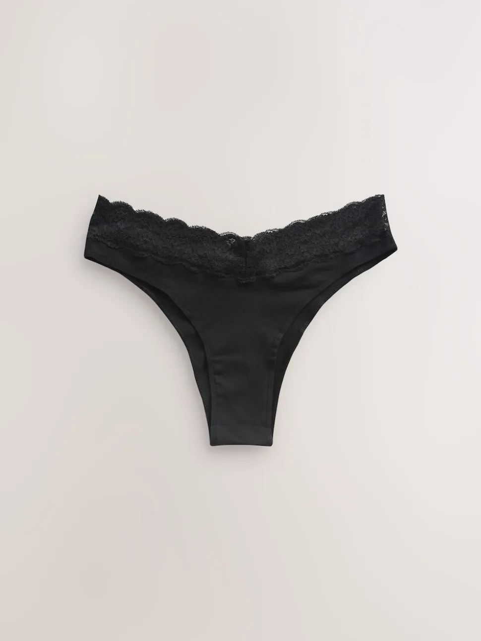 Black Extra High Leg Cotton Lace Knickers 4 Pack