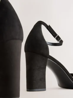 Black Extra Wide Fit Block Heel Sandals