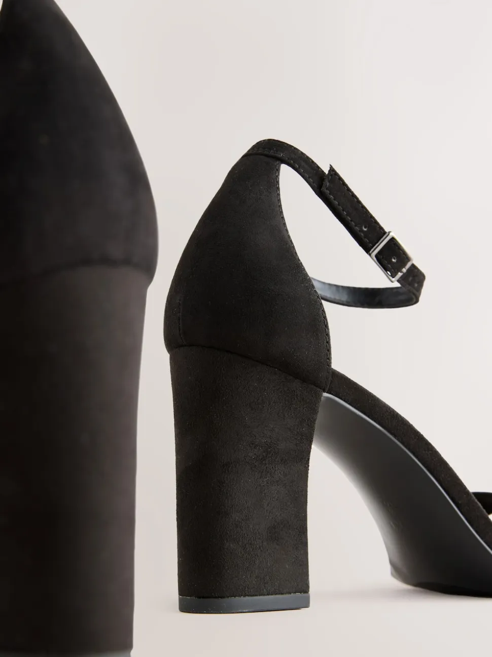 Black Extra Wide Fit Block Heel Sandals