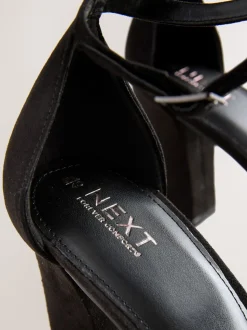 Black Extra Wide Fit Block Heel Sandals