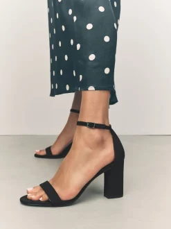 Black Extra Wide Fit Block Heel Sandals