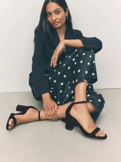 Black Extra Wide Fit Block Heel Sandals