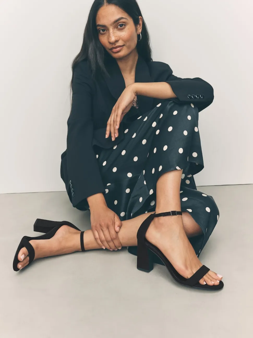 Black Extra Wide Fit Block Heel Sandals