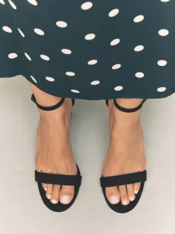 Black Extra Wide Fit Block Heel Sandals