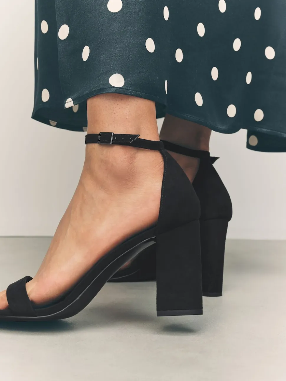 Black Extra Wide Fit Block Heel Sandals