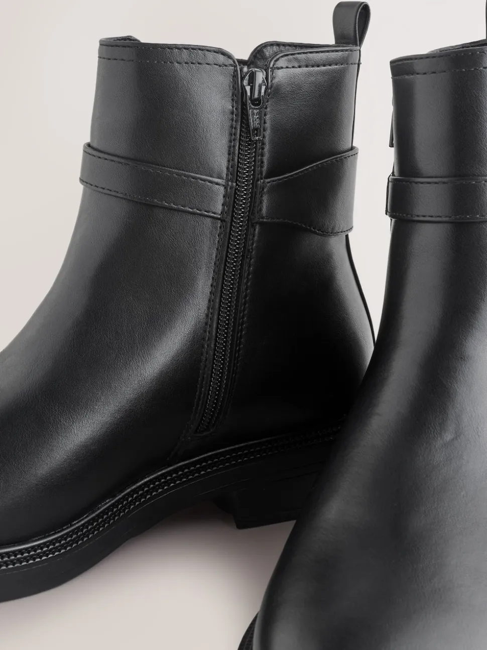 Black Extra Wide Fit Buckled Chelsea Boots