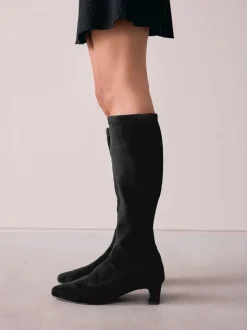 Black Extra Wide Fit Forever Comfort® Chisel Toe Knee Sock Boots
