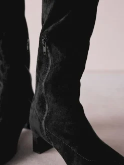 Black Extra Wide Fit Forever Comfort® Chisel Toe Knee Sock Boots