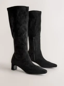 Black Extra Wide Fit Forever Comfort® Chisel Toe Knee Sock Boots