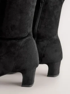 Black Extra Wide Fit Forever Comfort® Chisel Toe Knee Sock Boots
