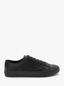 Black Extra Wide Fit Patent Baseball Trainers