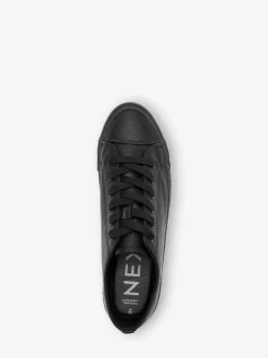 Black Extra Wide Fit Patent Baseball Trainers