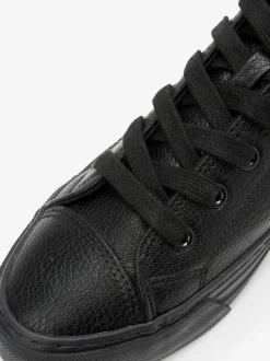 Black Extra Wide Fit Patent Baseball Trainers
